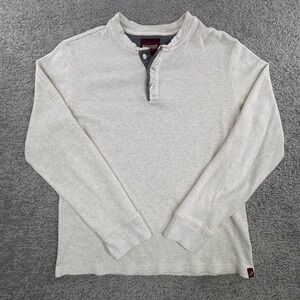 Alesbury Mens Henley Shirt L Tall Oatmeal Beige Waffle Knit Cotton MGK10080